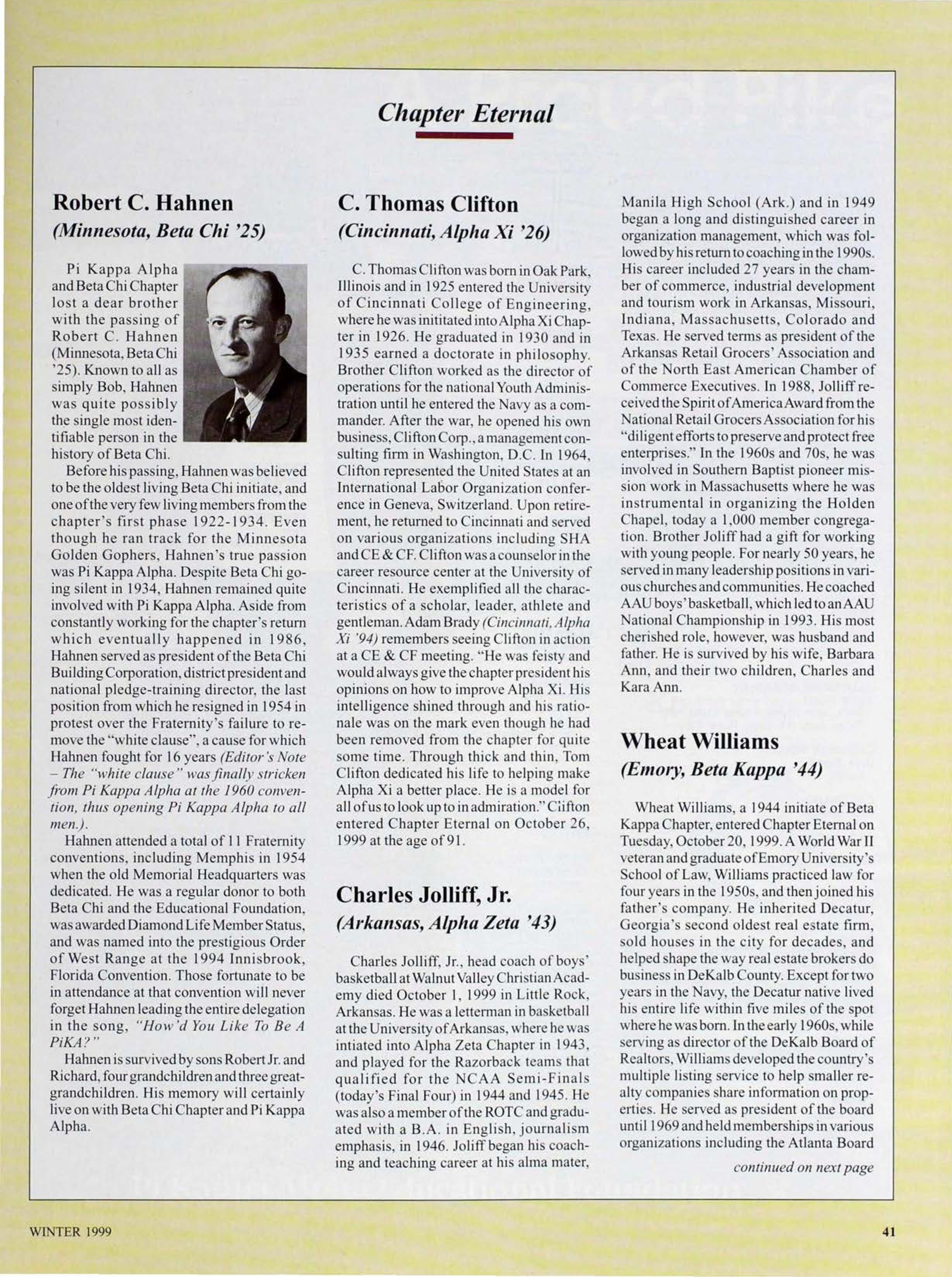 Chapter Eternal, Winter 1999